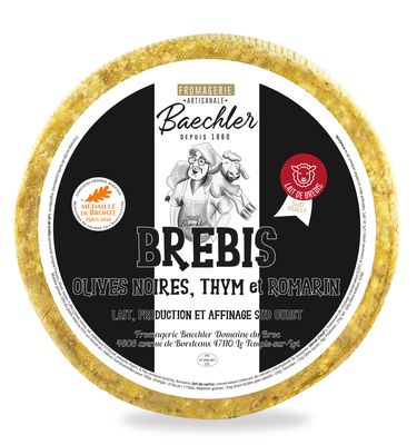 Grosse Tomme de brebis Olives Thym Romarin 5 kg, vendu en gros par Auclair Négoce