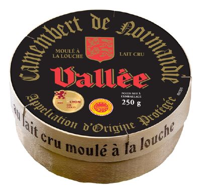 Camembert de Normandie AOP "Vallée" lait cru 250g, vendu en gros par Auclair Négoce